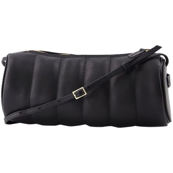 Padded Cylinder Bag in Black Leather - Picture 1 of 4